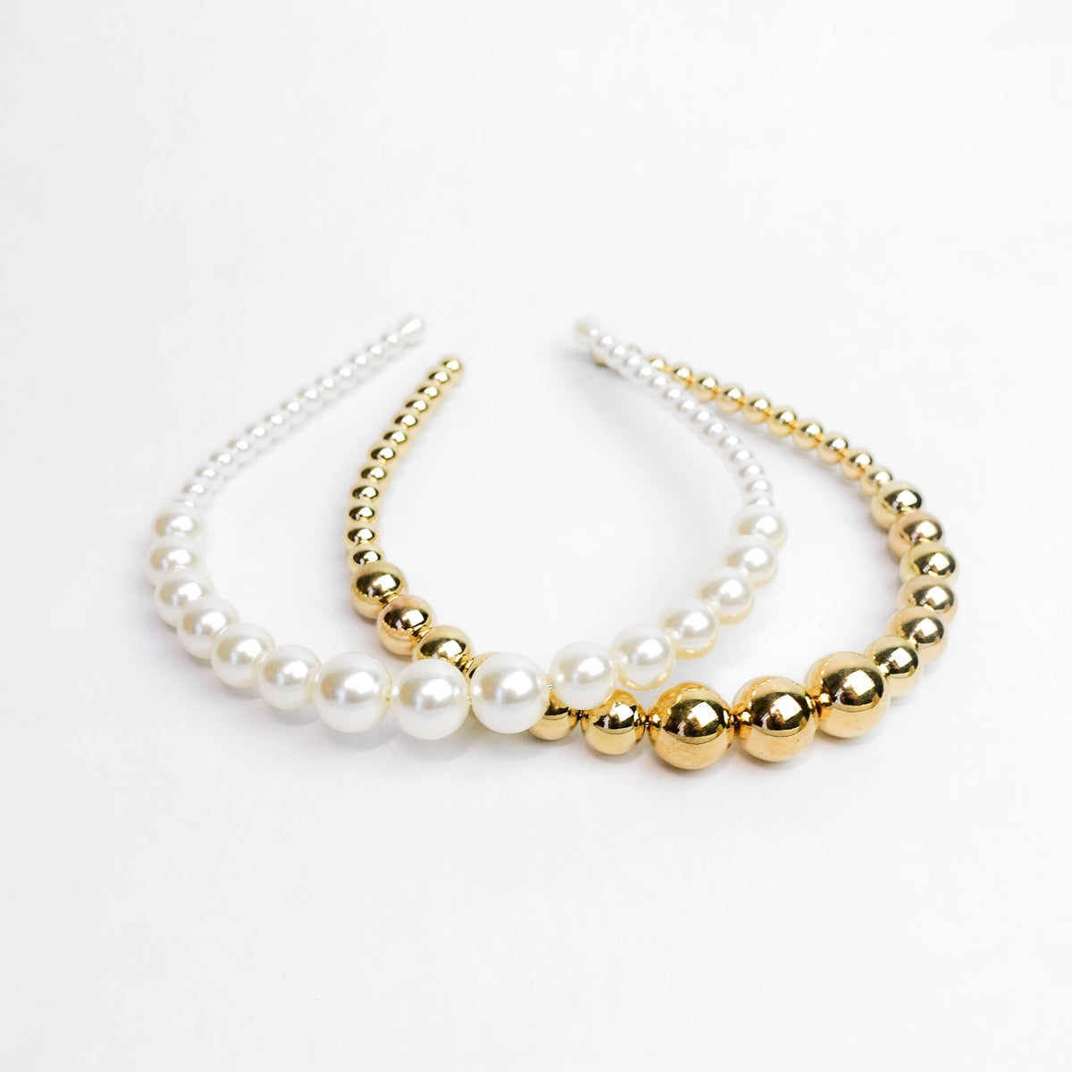 Gold and Pearl Beaded Headband Bella Freshwater Pearl Gold Wedding Headband | Lace & Favour main image 2