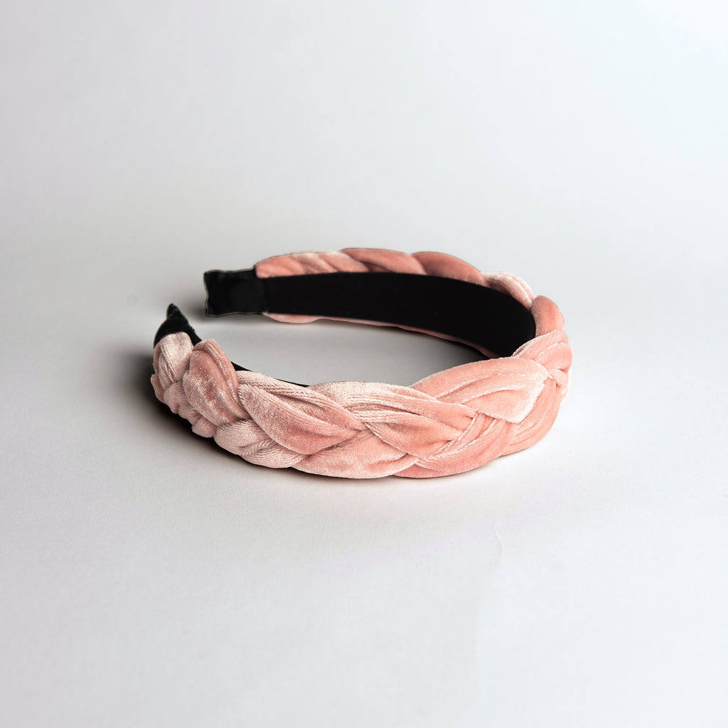 Pink Velvet Braided Headband