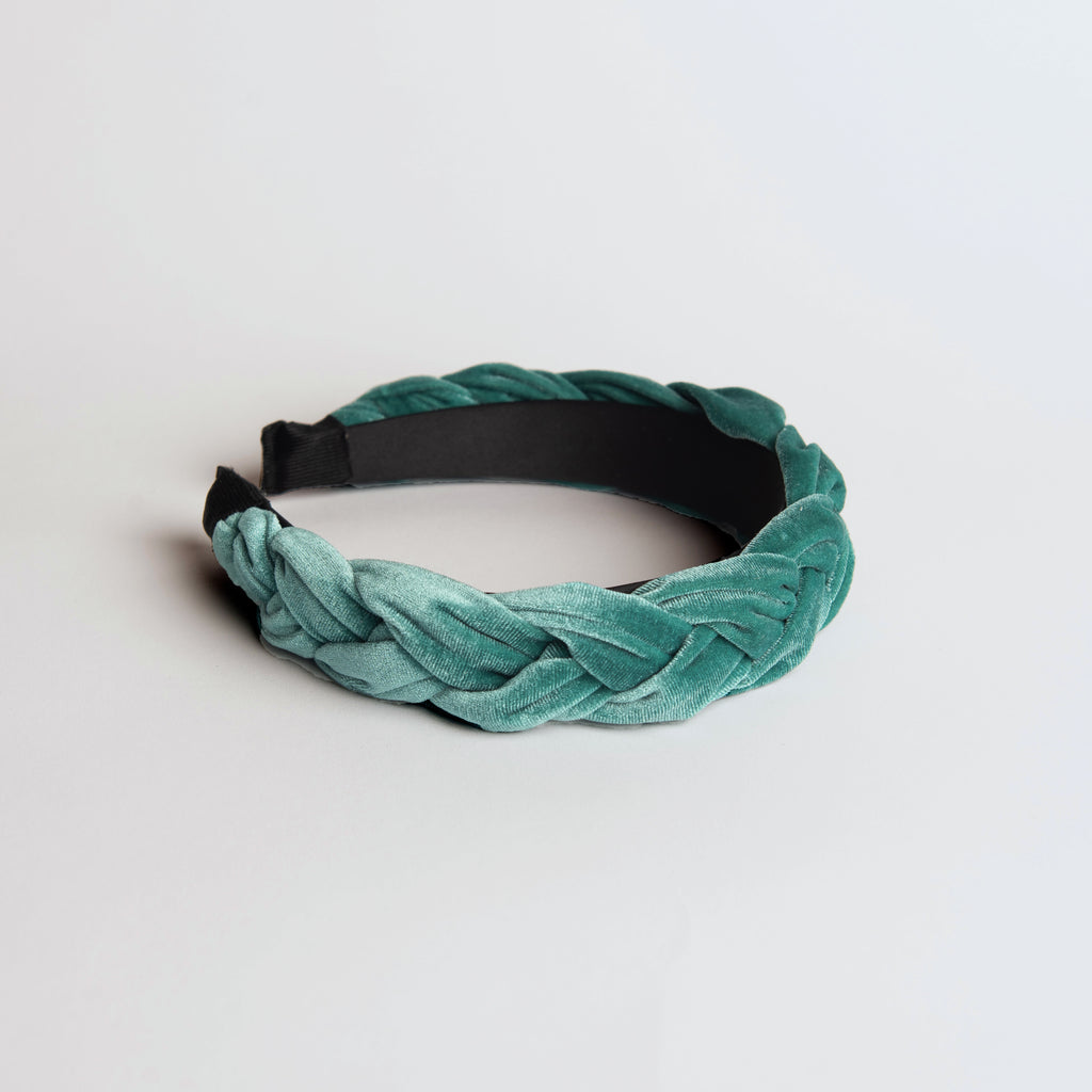 Sea Green Velvet Braided Headband