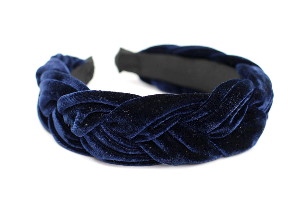 Royal Blue Velvet Braided Headband